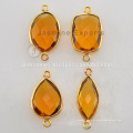 Fornecedor de atacado Vermeil Citrine Quartz Handmade Bezel Connector